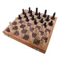 Handmade Soapstone Chess Set 12x12 (India) - Black