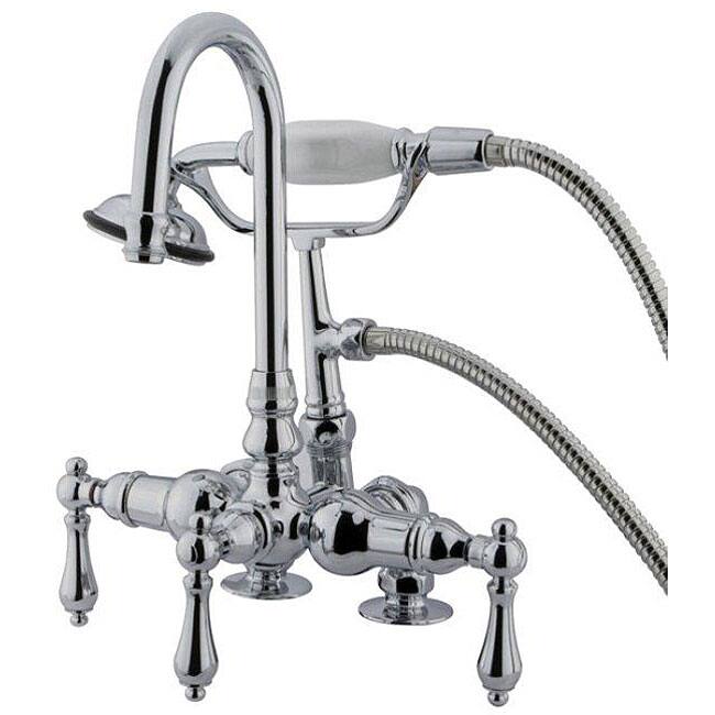 Double-Handle Deck-Mount Chrome Clawfoot Tub Faucet