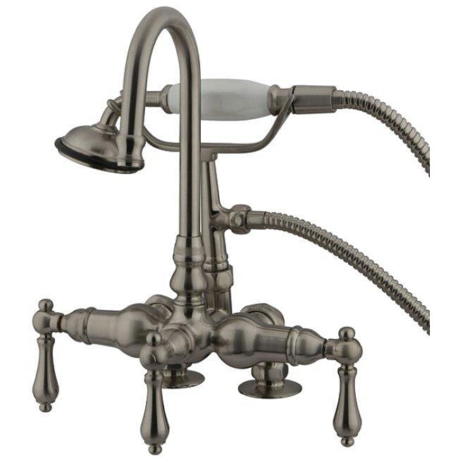 Deckmount Satin Nickel Clawfoot Tub Faucet with Handheld 