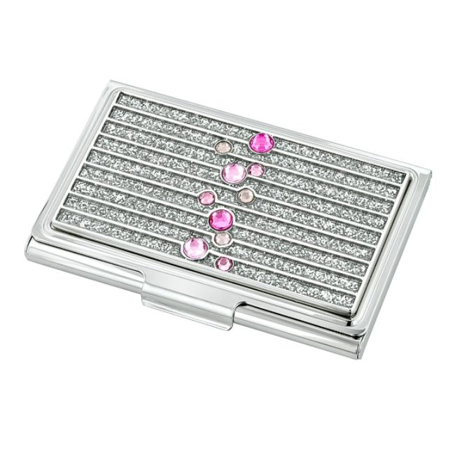 Pink Glitter Gradient Diamond Business Card Holder