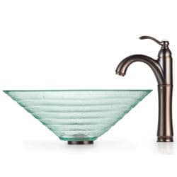 Kraus Bathroom Combo Set Alexandrite Clear Glass Vessel Sink/Faucet Kraus Sink & Faucet Sets