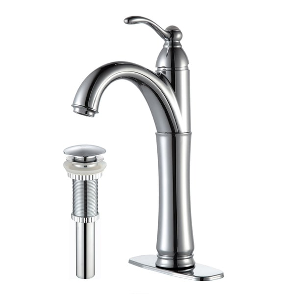 Kraus FVS-1005 Riviera Single Hole Single-Handle Bathroom Vessel Faucet with Matching Pop-Up Drain