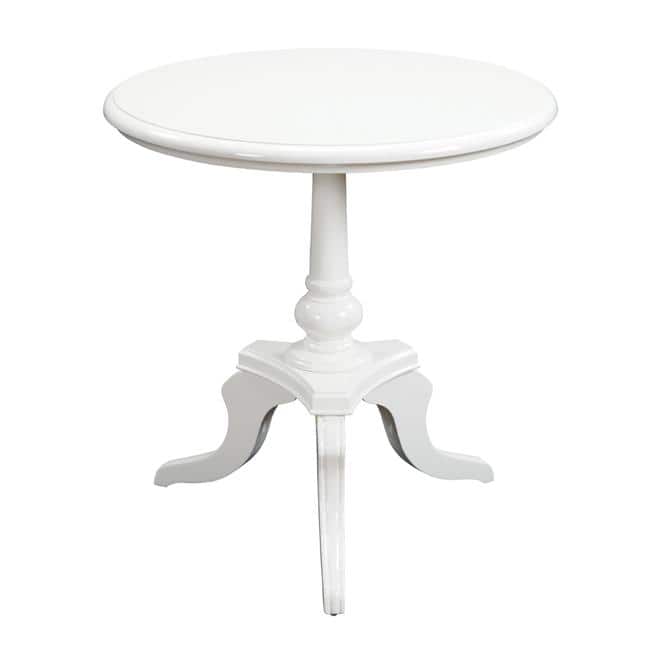 White Lacquer Finish Round Accent Table