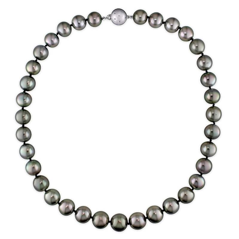 10-13 MM Tahitian Cultured Pearl Necklace in 14k White Gold by Miadora