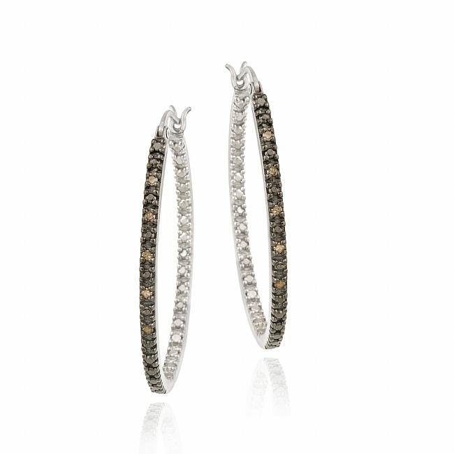 Db Designs Sterling Silver 1 10ct Tdw Brown Diamond Hoop Db Designs Sterling Silver 1 10ct Tdw Brown Diamond Hoop Earrings