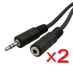INSTEN Black 3.5mm Stereo Plug to Jack 25-foot Extension Cable (Pack of 2)