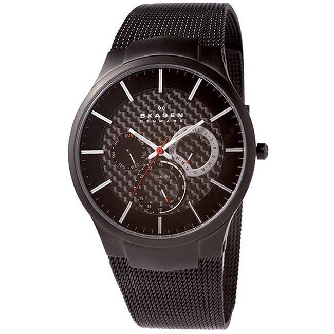 Skagen Men's Black Titanium Multifunction Mesh Watch