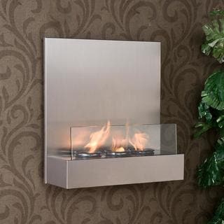 Tate Stainless Steel/ Glass Wall-mount Fireplace. Opens flyout.