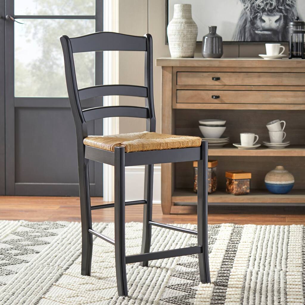 Simple Living Parker 24-inch Black Wood Stool with Rush Seat