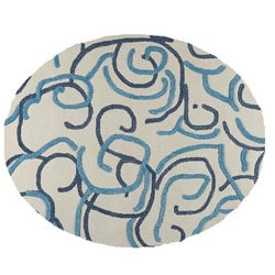 Hand tufted Busy Blue Wool Rug (6'6 Round) 5x8   6x9 Rugs