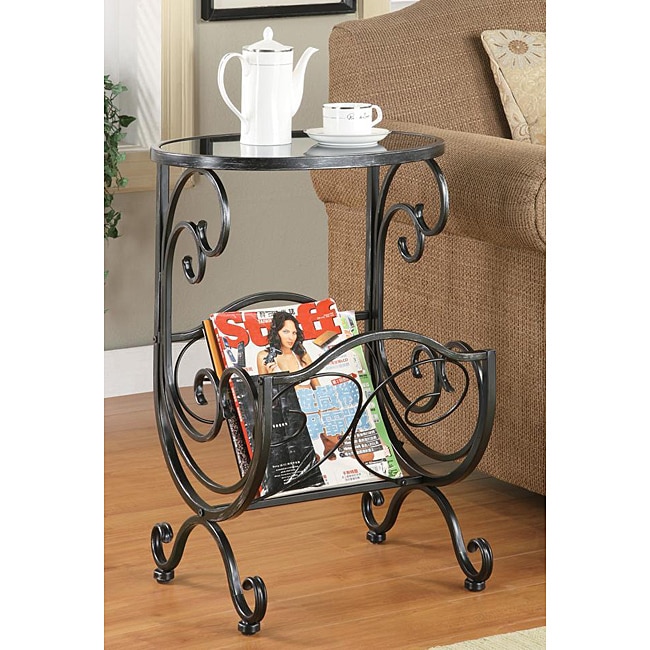 Crystal Metal And Glass Magazine Rack