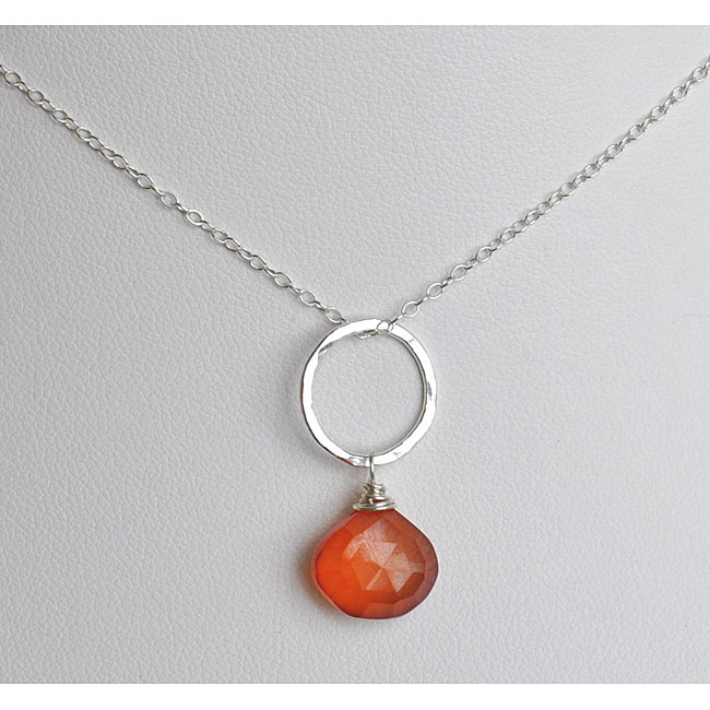 Shop Silver and Orange Chalcedony Circle Pendant Necklace - Free ...