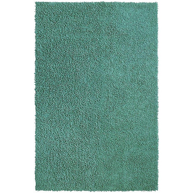 Hand loomed Aqua Chenille Shag Rug (26 X 42)