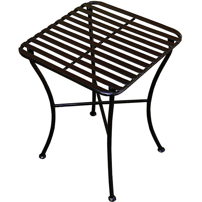 Outdoor Square Black Iron Folding Side Table