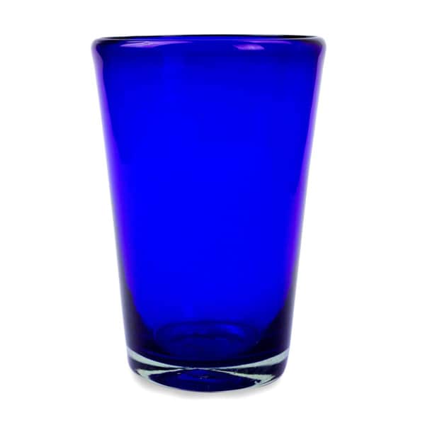 Handmade Set of 6 Blue Angle Glasses Cobalt Angles Drinking Glasses
