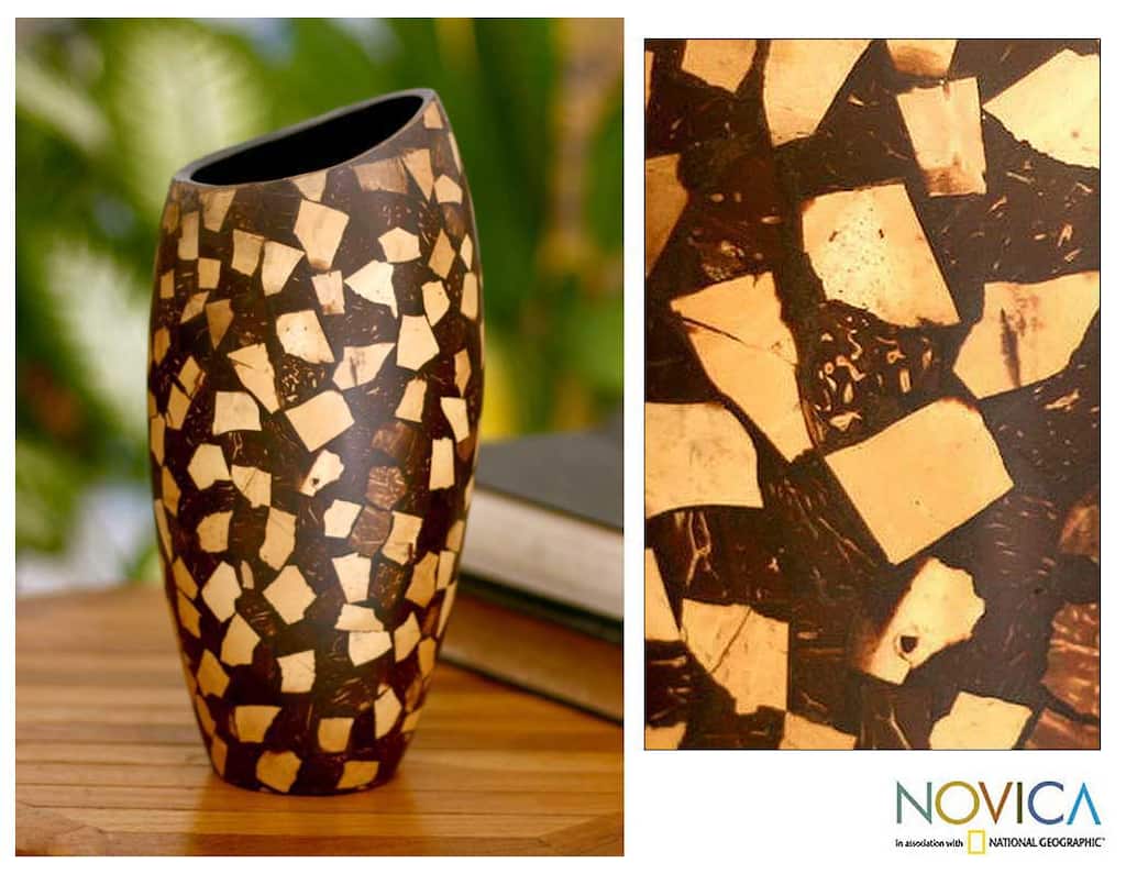 Coconut Shell 'Tropical Snow' Vase (Indonesia)