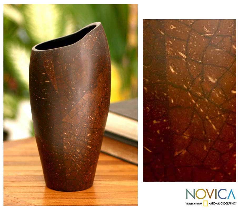 Coconut Shell 'Crackle' Vase (Indonesia)
