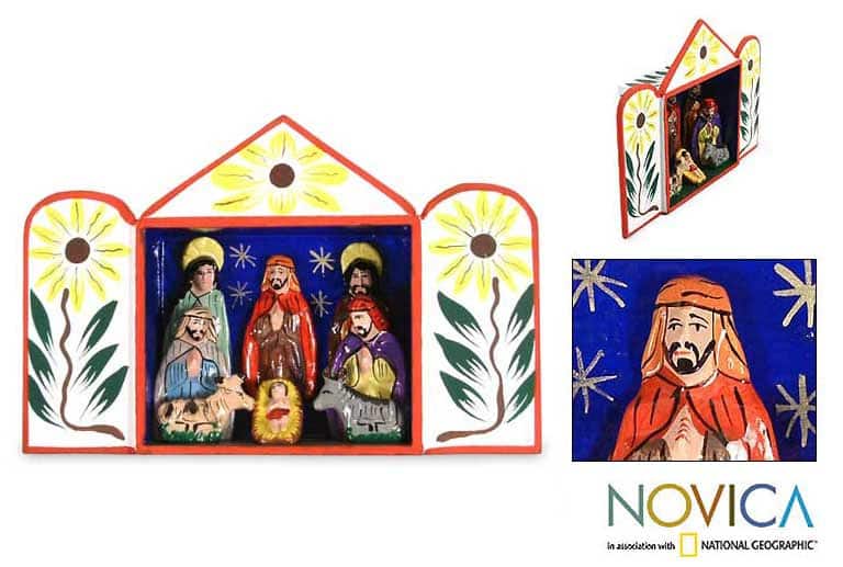 Handmade Ceramic 'Caring for Baby Jesus' Nativity Scene (Peru)