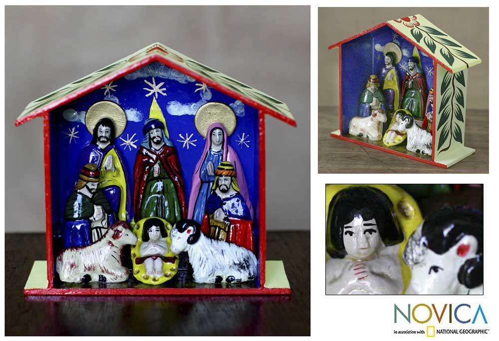 Ceramic Epiphany Retablo Nativity Scene (Peru)  