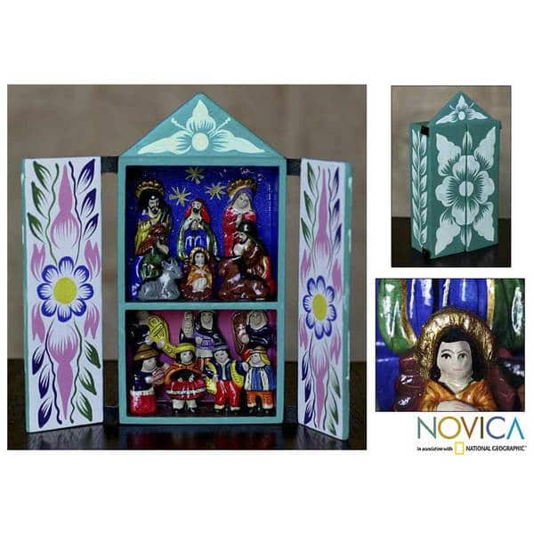 Ceramic 'Christmas in Quinua' Nativity Scene Retablo (Peru)