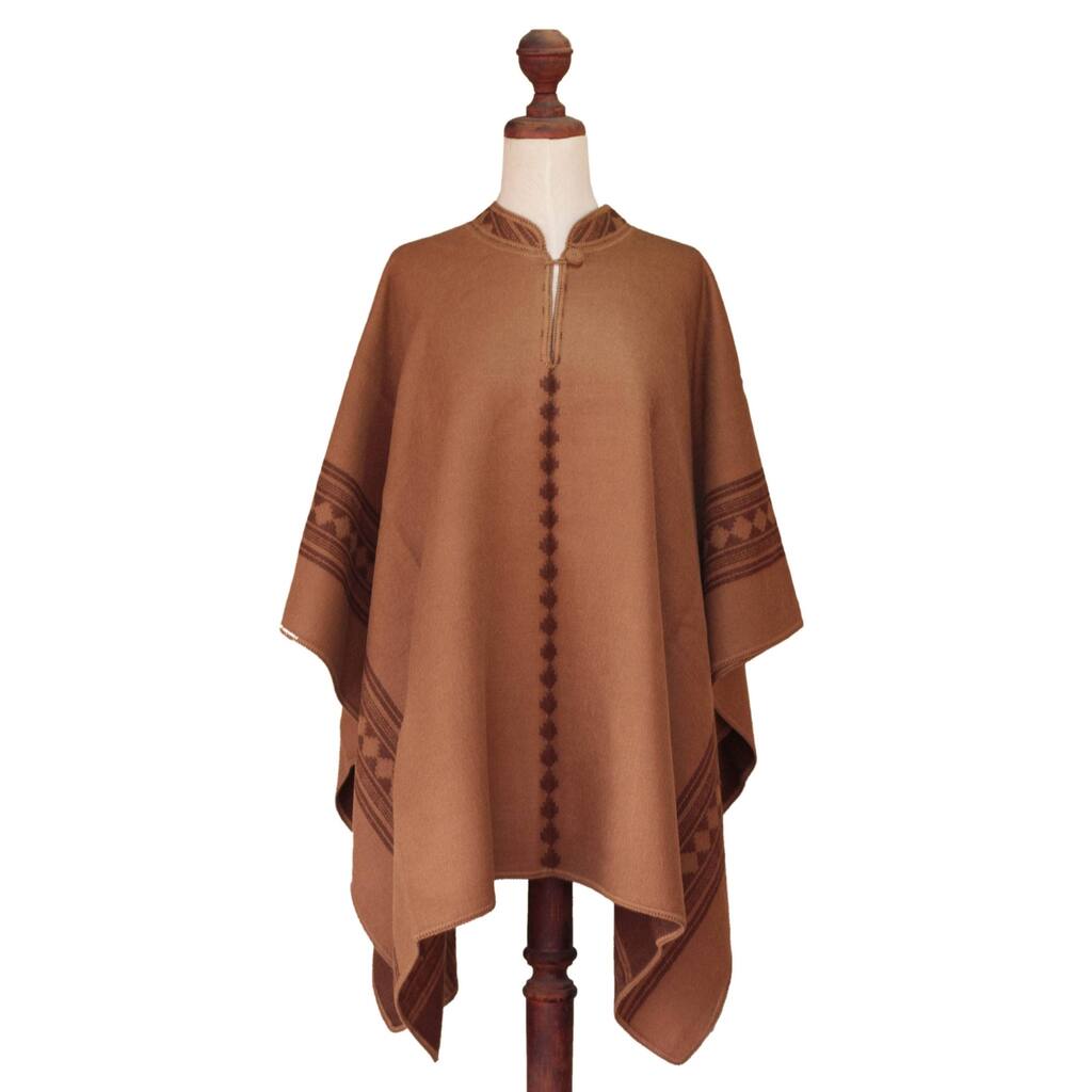 Handmade 'Andean Earth' Alpaca Wool Reversible Poncho (Peru)