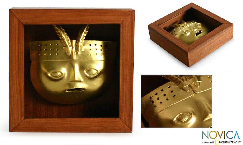 Papier Mache 'Sican Mask' Shadow Box Mask (Peru) - Multi