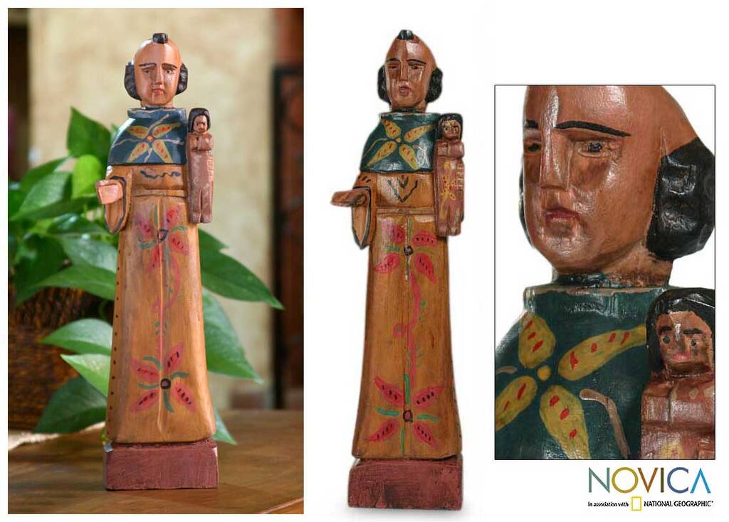 Pine Wood 'Saint Anthony' Sculpture (Guatemala)