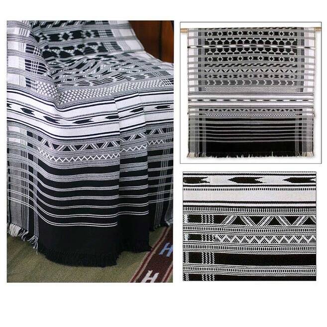 Handmade Monochrome Symmetry Cotton Throw (India)