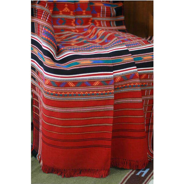 Shop Handmade Festive India Multi Red Color Cotton Throw (India) - On ...
