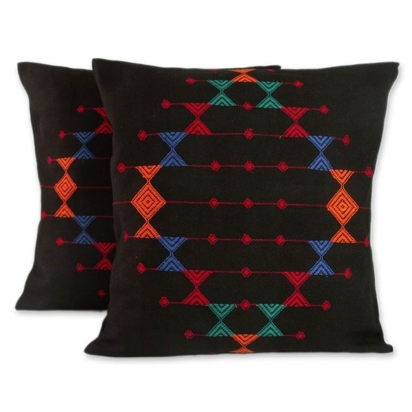 Handmade Festival Galaxy Cotton Set of Two Cushion Covers (India)