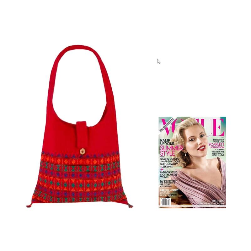 Handmade Cotton 'Crimson Tease' Shoulder Bag (India) - Red