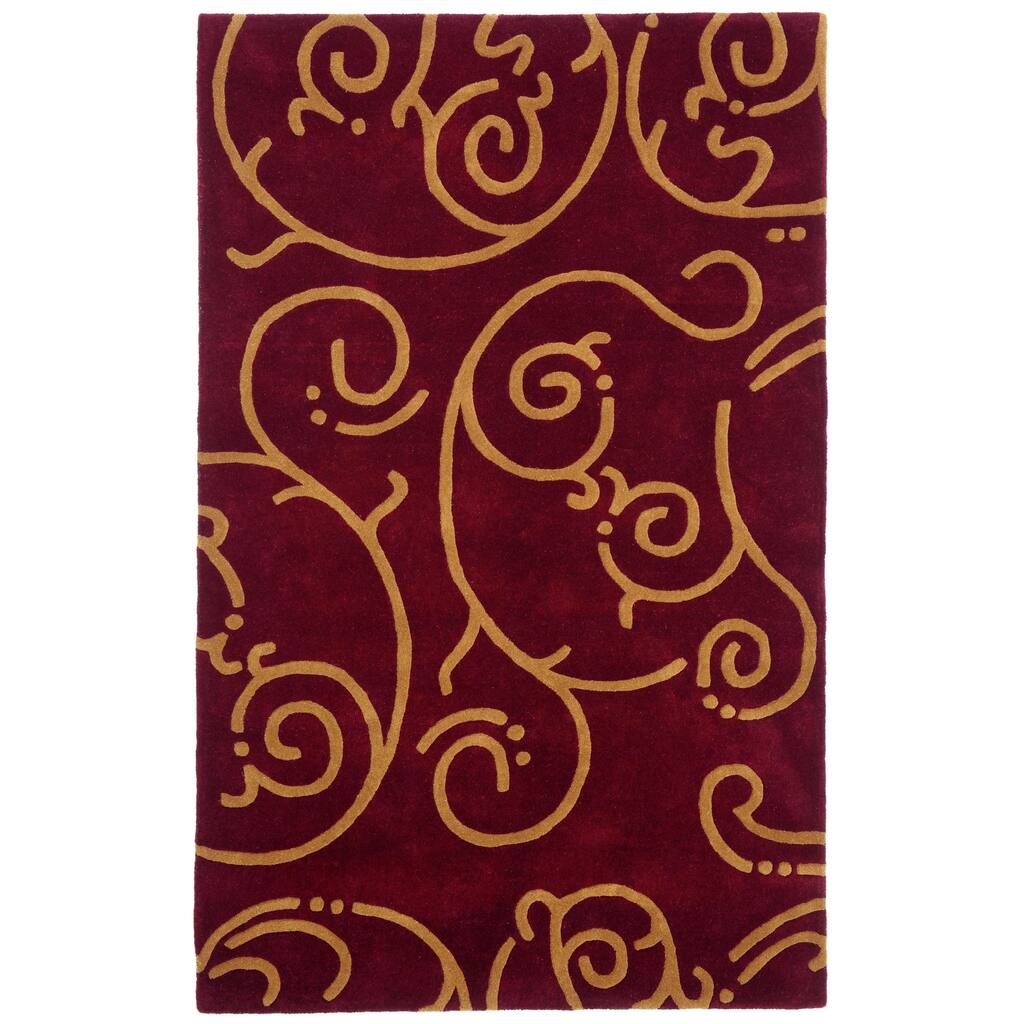 Burgundy Structure Archer Wool Tufted Rug