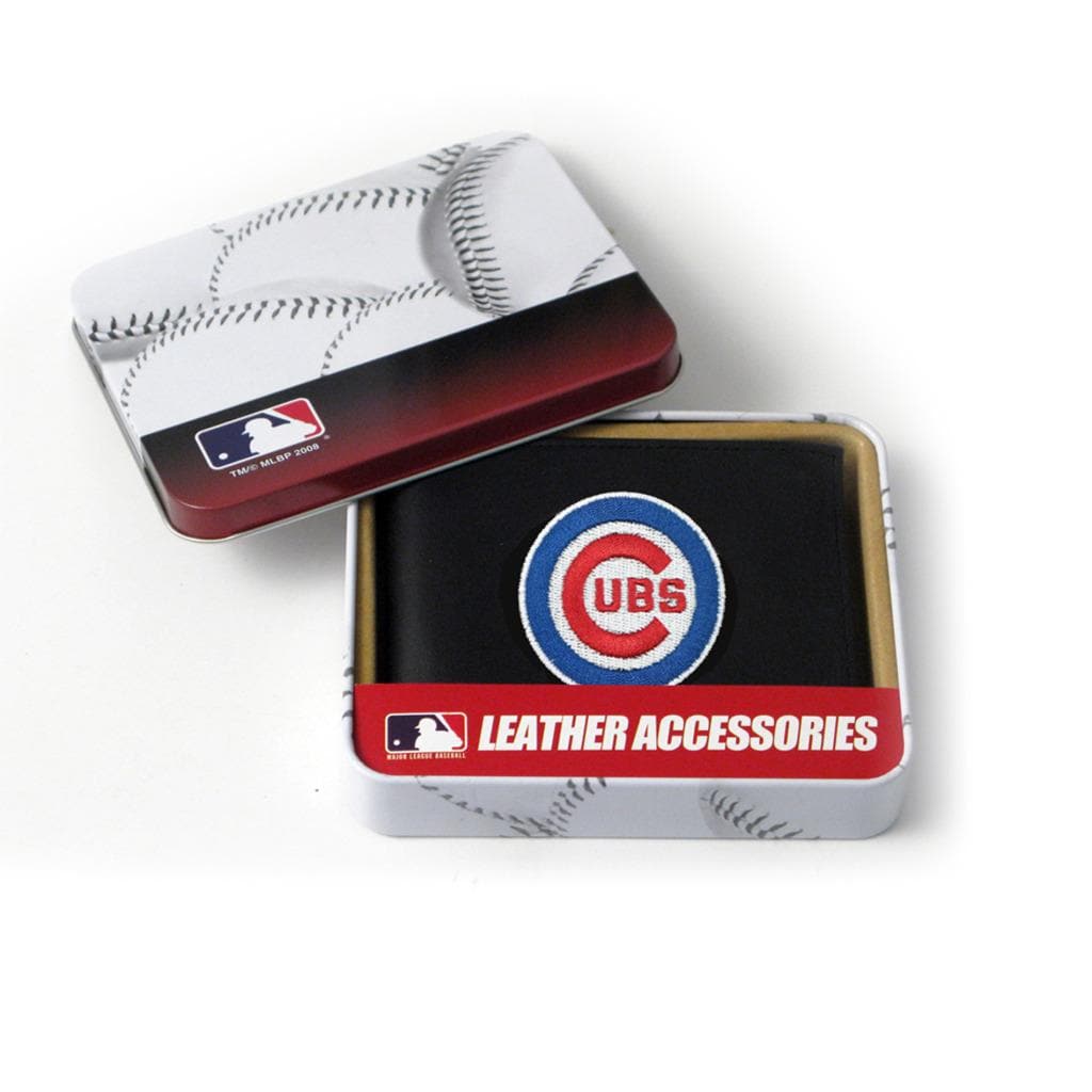 Chicago Cubs Men's Black Leather Bi-fold Wallet