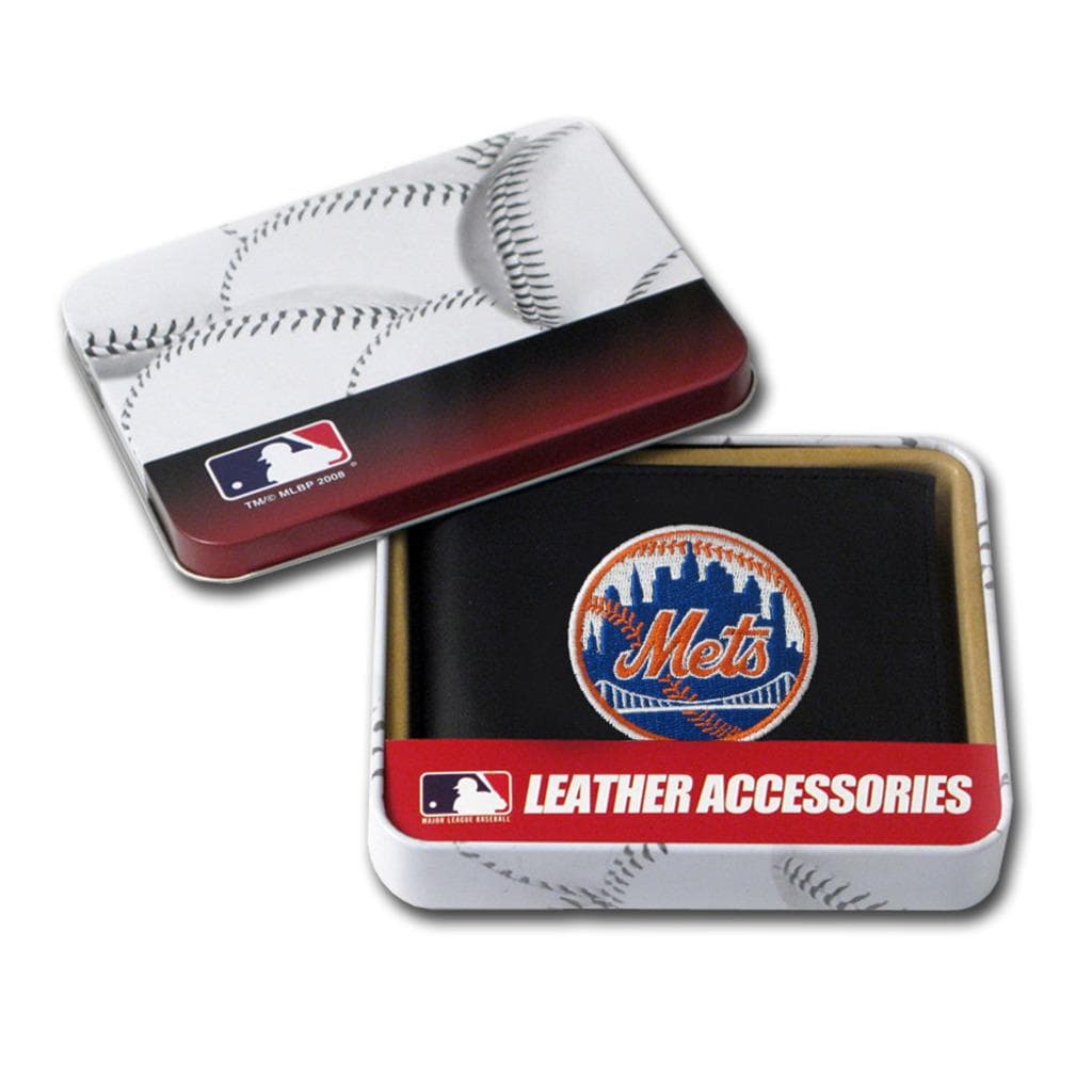 New York Mets Men's Black Leather Bi-fold Wallet