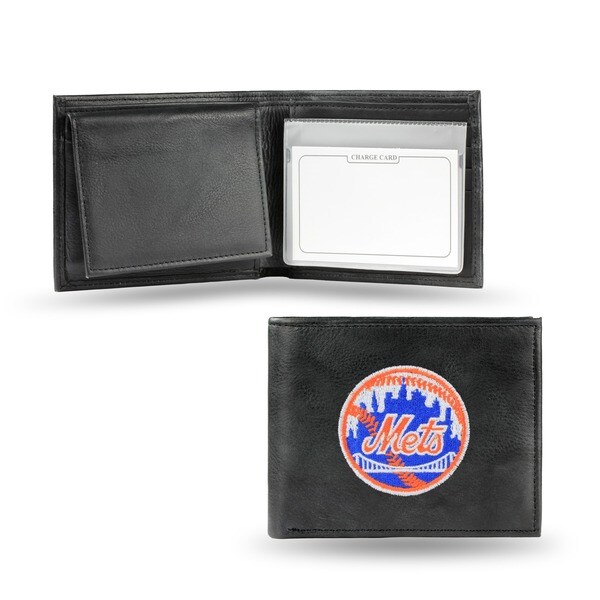 New York Mets Men's Black Leather Bi-fold Wallet
