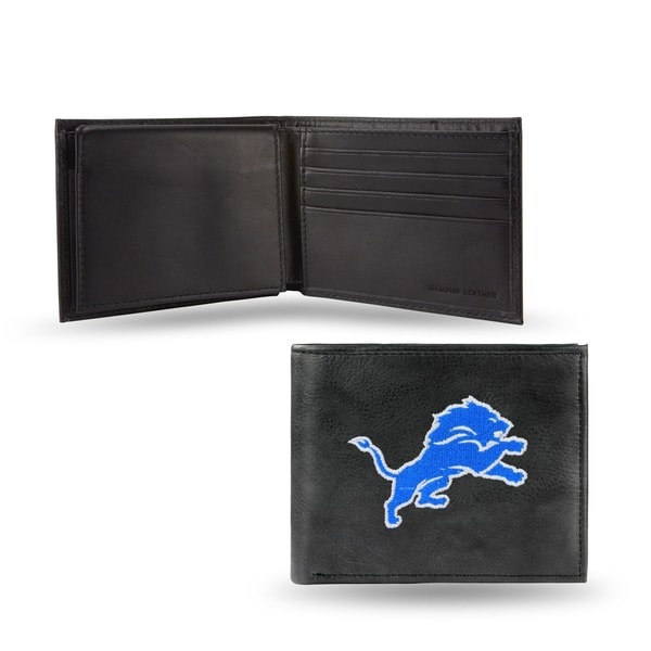 Detroit Lions Men's Black Leather Bi-fold Wallet