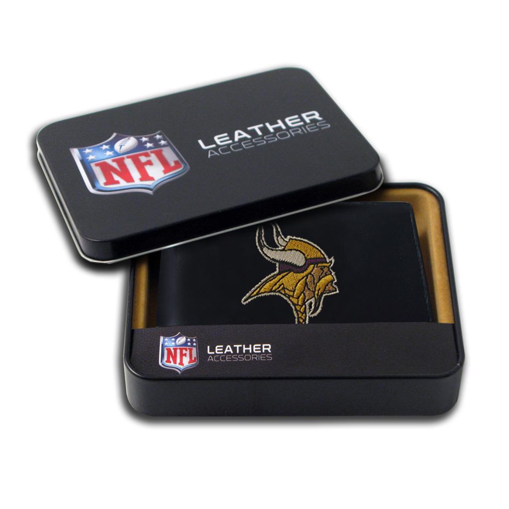 Minnesota Vikings Men's Black Leather Bi-fold Wallet