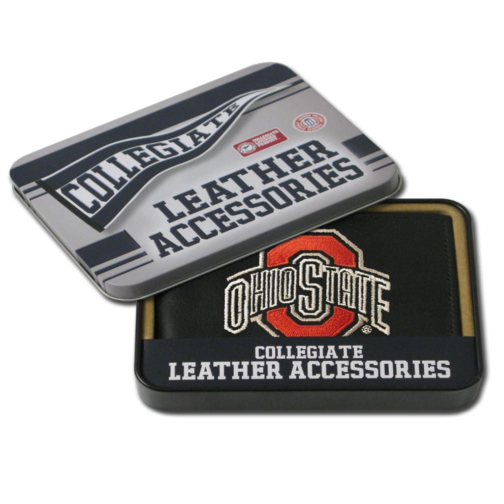 Ohio State Buckeyes Men's Black Leather Bi-fold Wallet