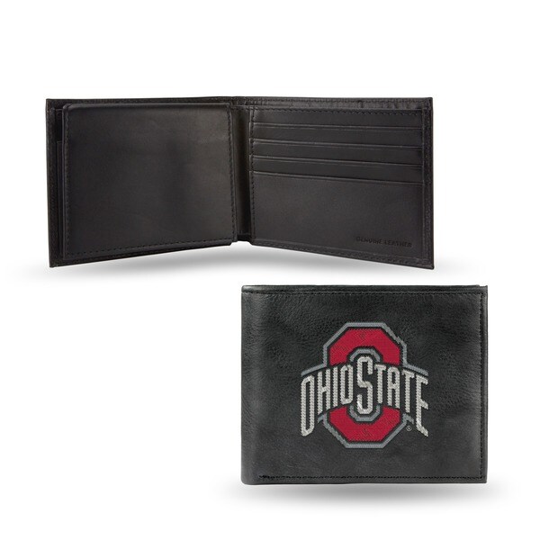 Ohio State Buckeyes Men's Black Leather Bi-fold Wallet