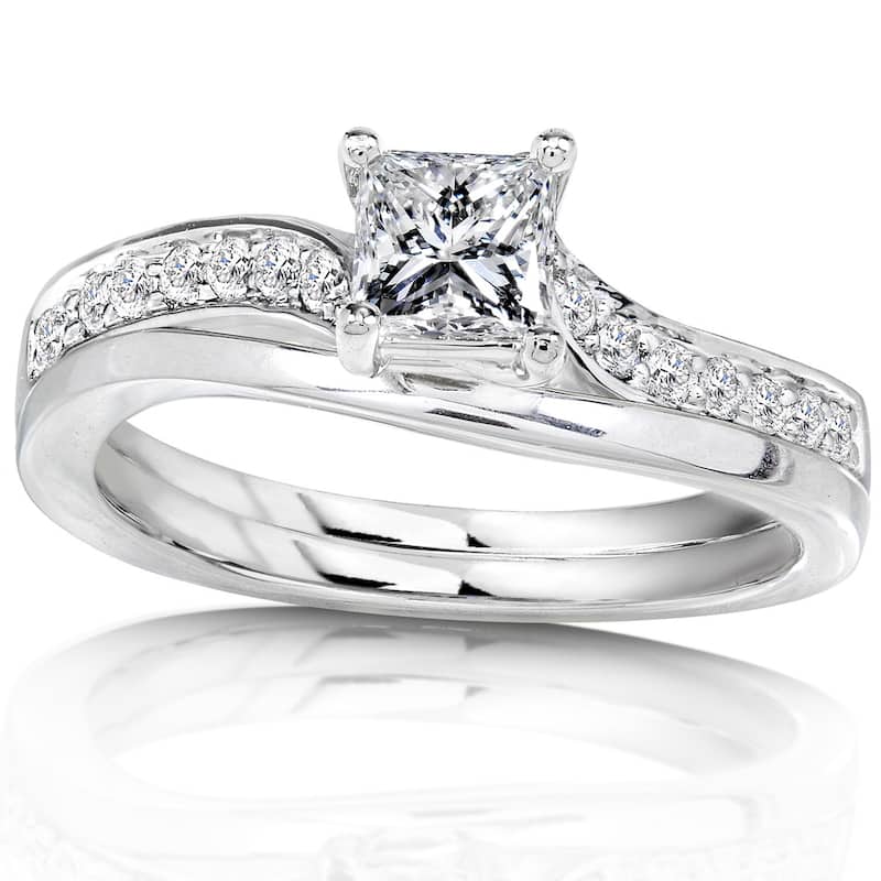 Annello by Kobelli 14k White Gold 1/2ct TDW Diamond Bridal Ring Set