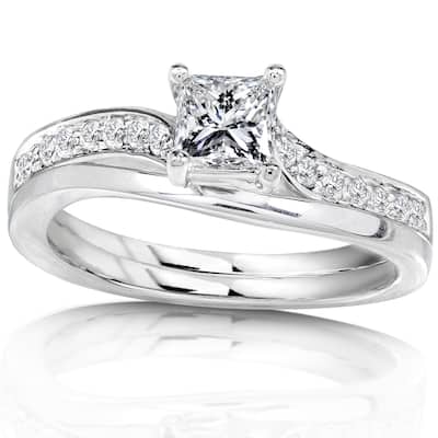 Annello by Kobelli 14k White Gold 1/2ct TDW Diamond Bridal Ring Set