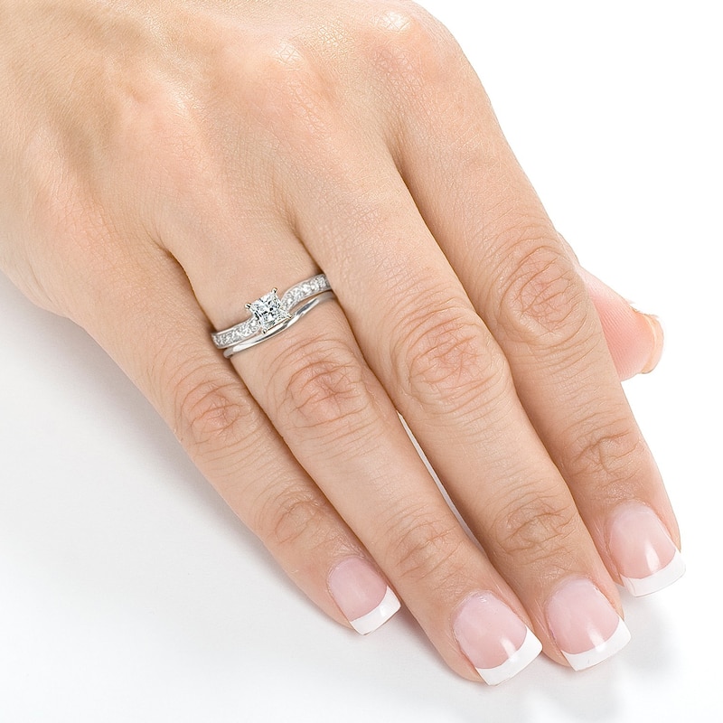 Annello by Kobelli 14k White Gold 1/2ct TDW Diamond Bridal Ring Set
