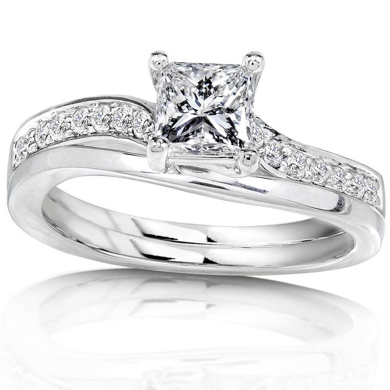 Annello by Kobelli 14k White Gold 3/4ct TDW Diamond Bridal Ring Set - 5