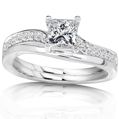 Annello by Kobelli 14k White Gold 3/4ct TDW Diamond Bridal Ring Set