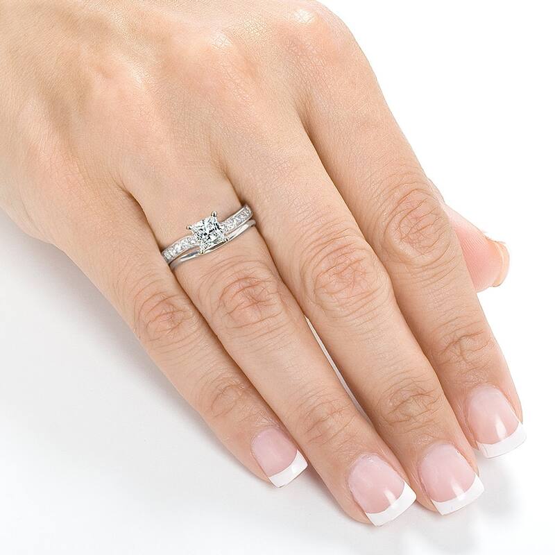 Annello by Kobelli 14k White Gold 3/4ct TDW Diamond Bridal Ring Set