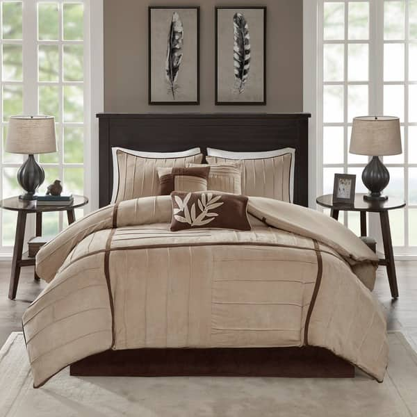 Shop Madison Park Dune Beige 7 Piece Contemporary Comforter