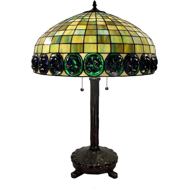 Tiffany-style Turtle Back Bronze Table Lamp