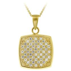 Icz Stonez 18k Gold over Silver Micro Pave Cubic Zirconia Square Necklace ICZ Stonez Cubic Zirconia Necklaces