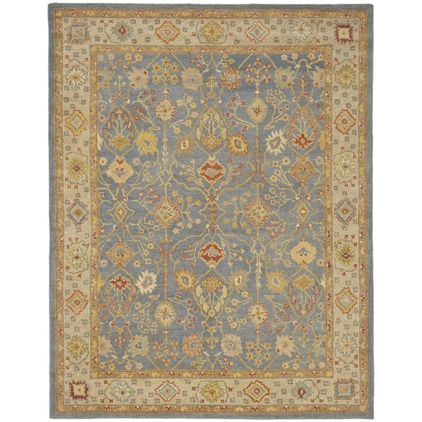 Safavieh Handmade Oushak Slate Blue/ Ivory Wool Rug - 9'6" x 13'6"