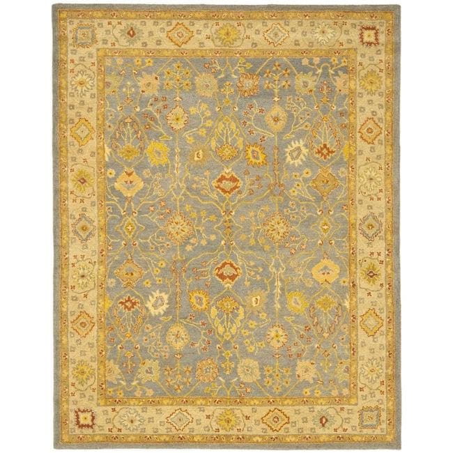 Safavieh Handmade Oushak Slate Blue/ Ivory Wool Rug - 7'6 x 9'6